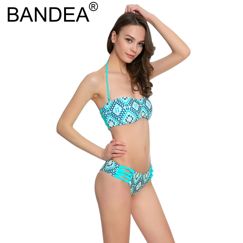 BANDEA 2017 Bikini New Swimwear For Women Push Up Summer Biquinis Sexy Mini Thong Print Low Waist Bikinis |