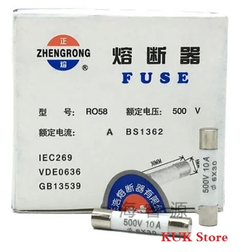 

Original 100% NEW Ceramic Tube Fuse RO58 6*30mm 500V 500MA 0.5A 1A 2A 5A 10A 16A 20A 25A 30A 6X30mm 100PCS/LOT