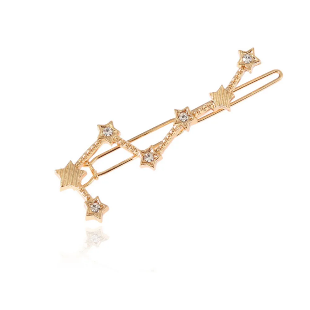

Hot Sale creative Crystal Elegant Women Barrettes Hollow Side BangsHair Clip Big Dipper shape Hairgrips Hair Accessories