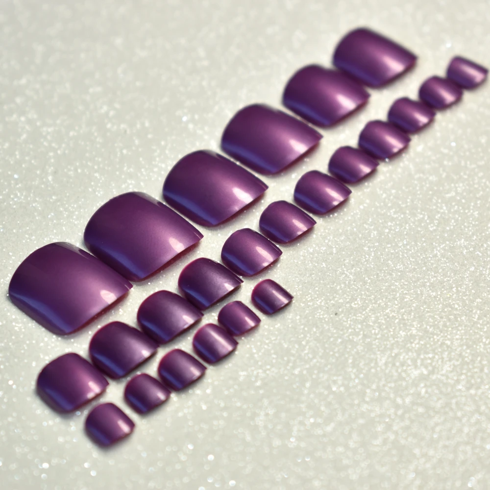 Мерцающие глянцевые виноградные фиолетовые акриловые ногти Типсы для ногтей
