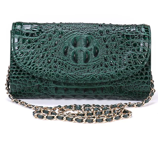 

2019 Women Aligator Designer Flap Messenger Crossbody Genuine Leather Bags Shoulder Handbag Flap Chains Bag Green Party Clutch