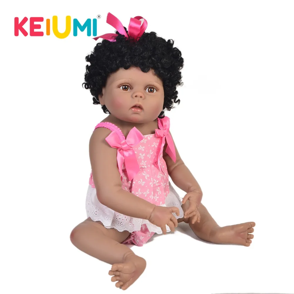 KEIUMI/горячая Распродажа черная кукла Skin57 см Reborn Baby силиконовая Реалистичная