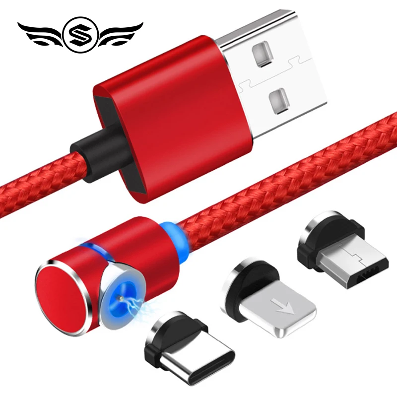 Быстрый Магнитный 90 градусов кабель Micro usb type C зарядное устройство для iPhone XS X XR 7 samsung S8 магнит Android телефонный кабель Шнур