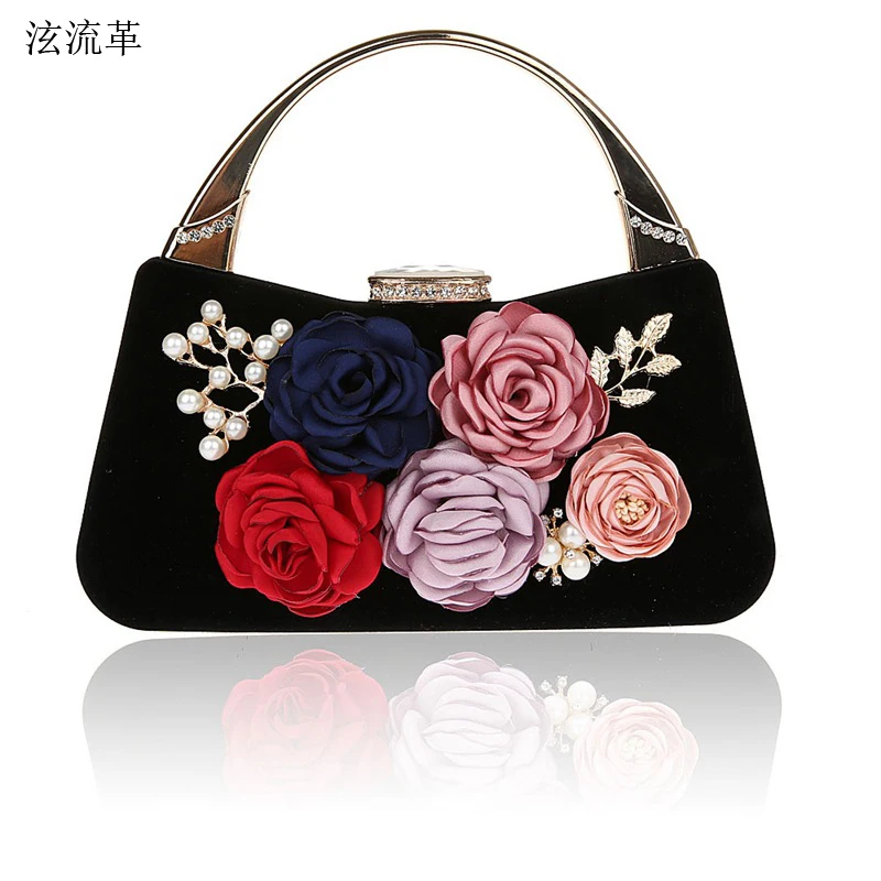 Women Handmade Flower Evening Bags Pearl Diamonds Luxury Brand Clutch Wallet Wedding Purse Party Dinner | Багаж и сумки
