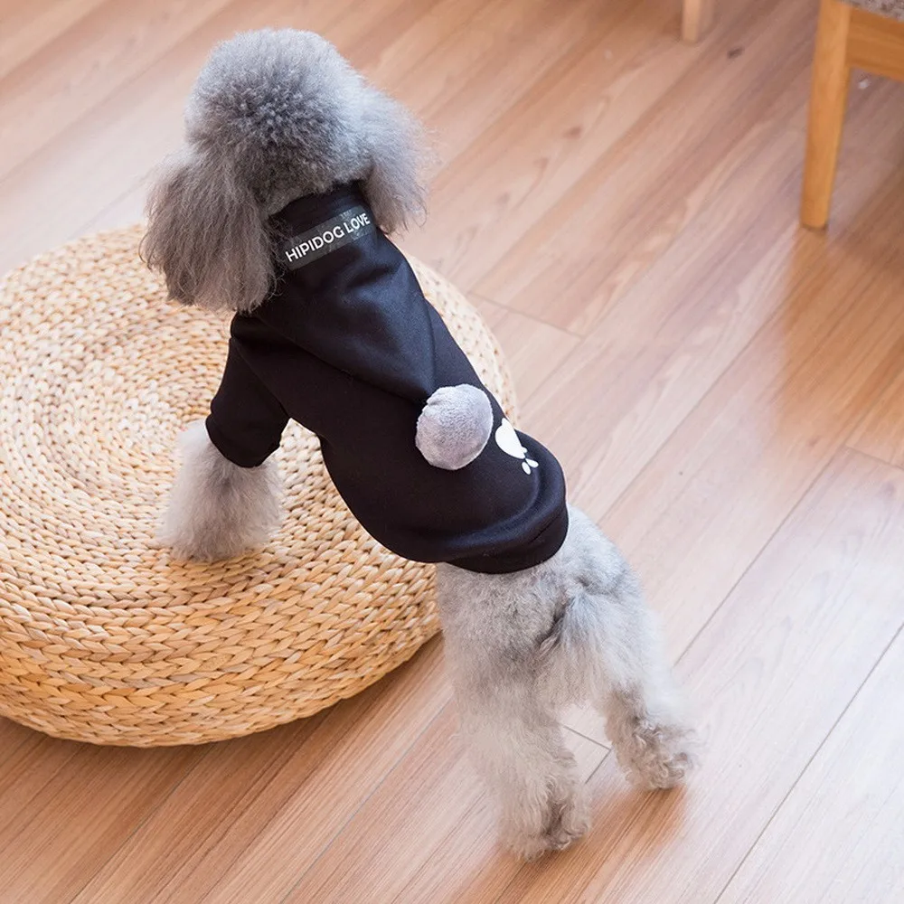 dog hoodies Winter New Pattern Pompon Hats Personality The Pets Black Bring Spring Clothes Poodle Bear Real Bipod CW-YF22 | Дом и сад