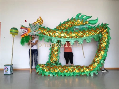 

10m Length Size 4 Gold plated Chinese DRAGON DANCE ORIGINAL Dragon Chinese Folk Festival Celebration Costume