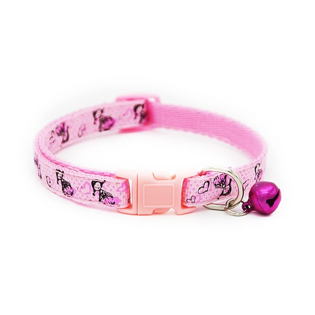 Pink Ошейники для маленьких и средних собак, милые ошейники с колокольчиками, регулируемый тренировочный ошейник, поводки для собак, поводки для щенков, питомцев, MP0071 - Цвет: Pink