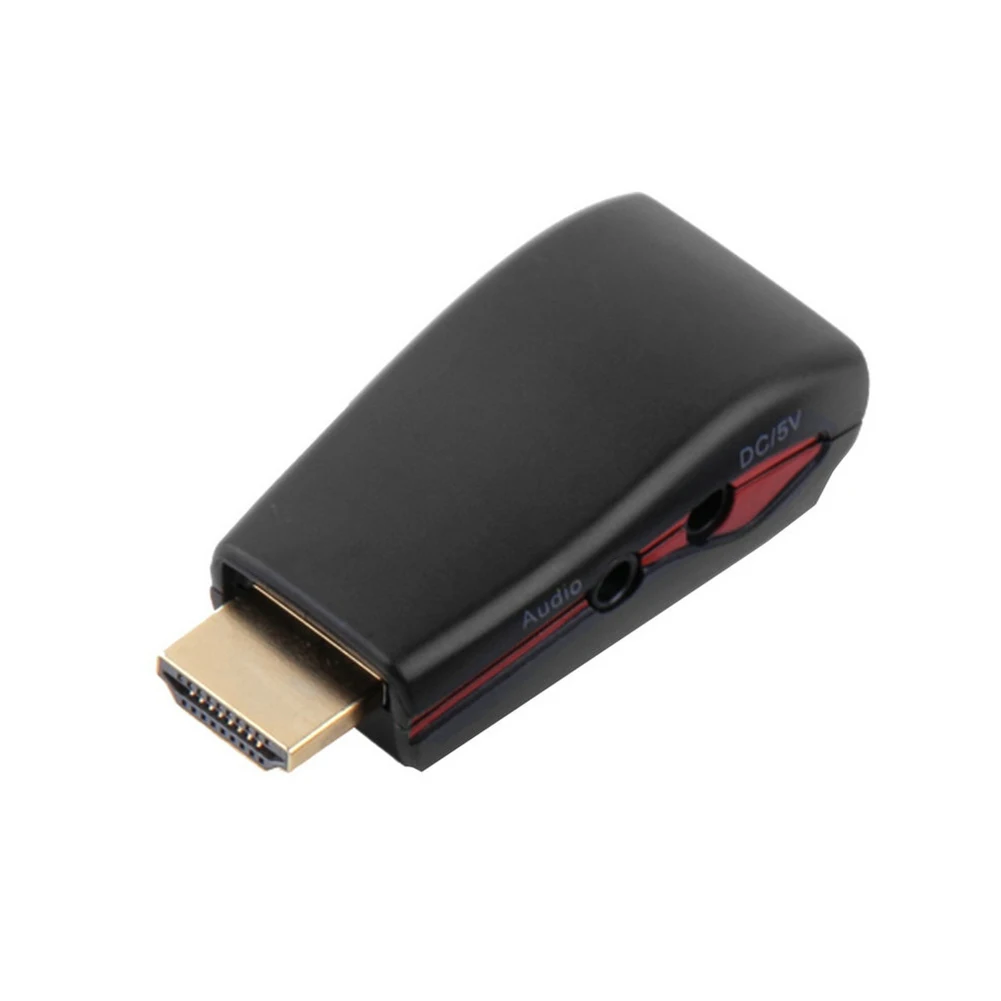 Топ предложения HDMI в VGA + 3 5 мм разъем аудио кабель видео конвертер адаптер для ПК