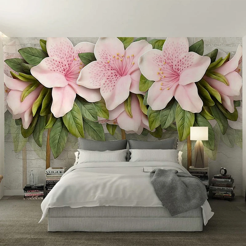 3D настенные росписи на заказ современные розовые цветы обои для гостиной
