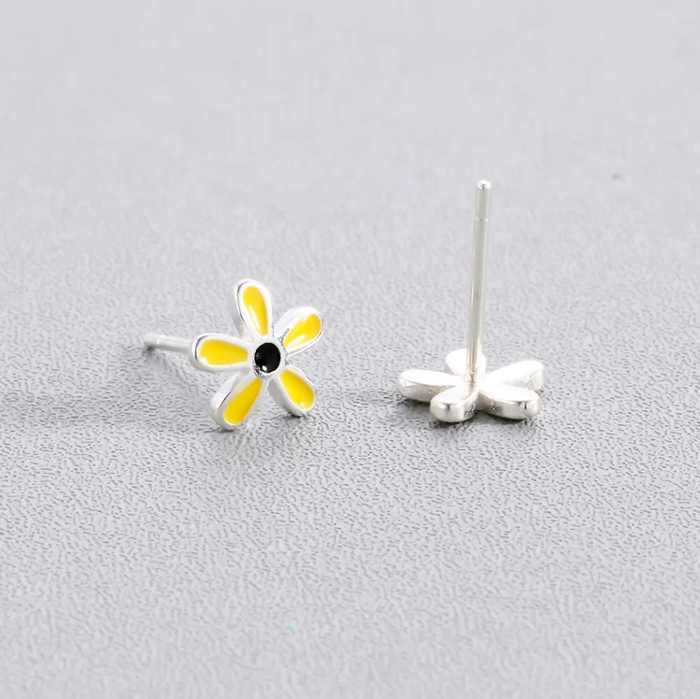 Модные эмалевые серьги-гвоздики в виде желтого цветка для женщин пирсинг тела