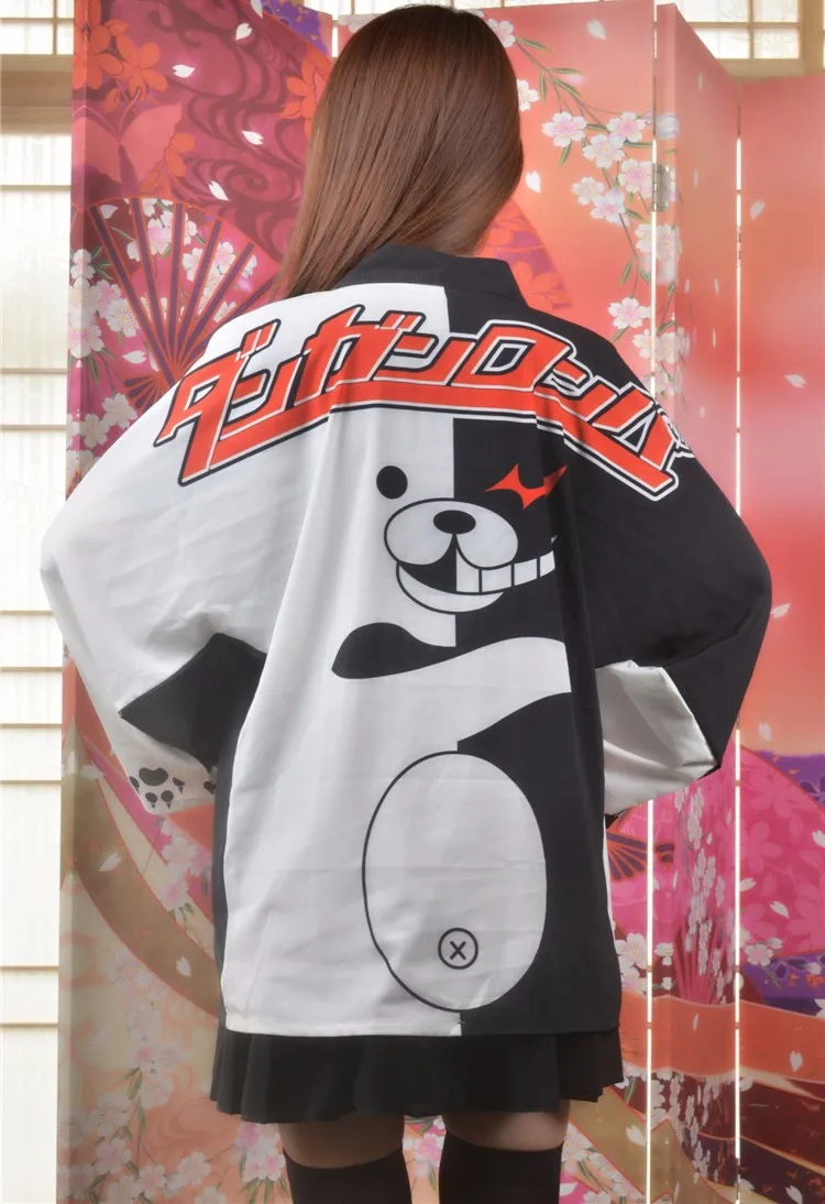 Аниме Danganronpa милый Monokuma шифоновая накидка Косплей Костюм японское кимоно юката каждый день Haori