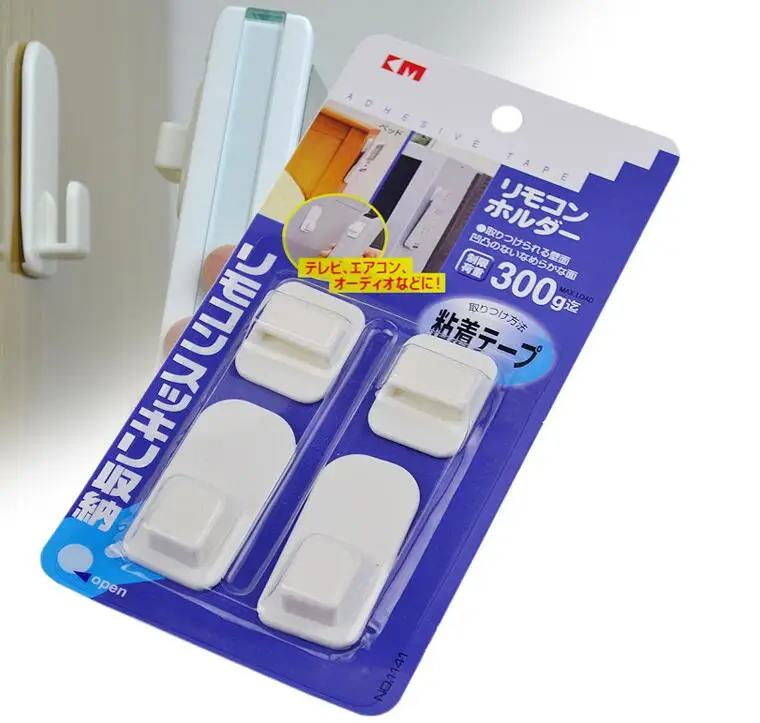 white 2 комплекта, высокое качество, самоклеющиеся пластиковые крючки, держатель, пульт дистанционного управления, липкий крючок, вешалка для телевизора, кондиционера, ключ для хранения на стене - Цвет: white