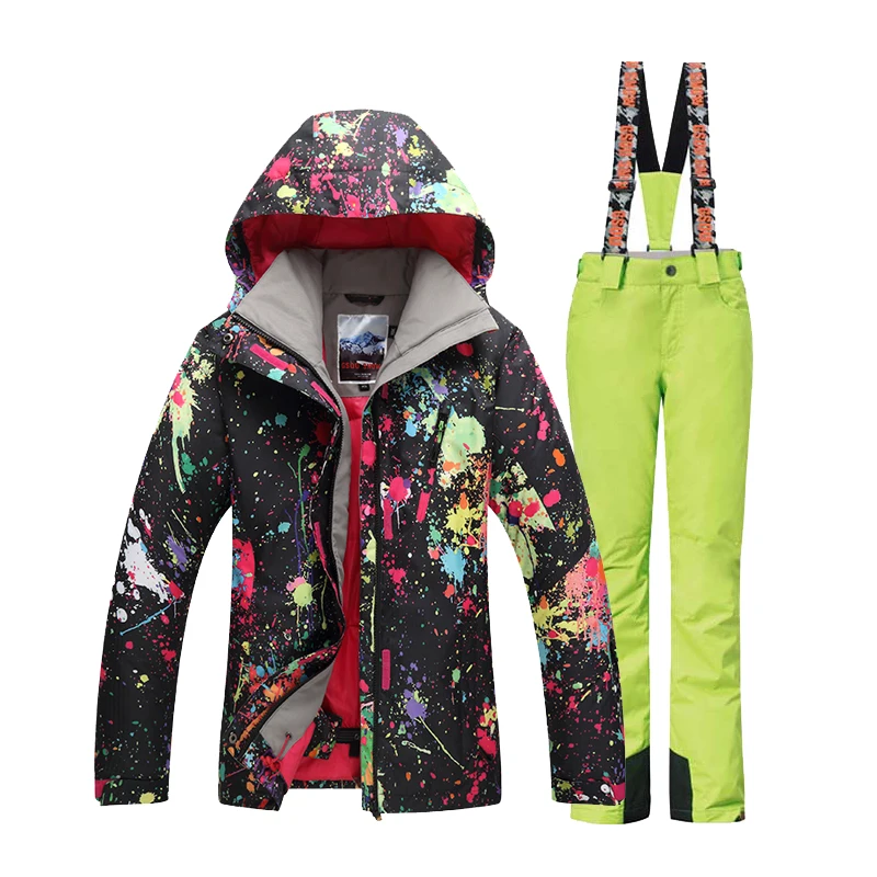 Gsou снег Лыжная куртка Брюки для девочек ветрозащитный Водонепроницаемый уличная