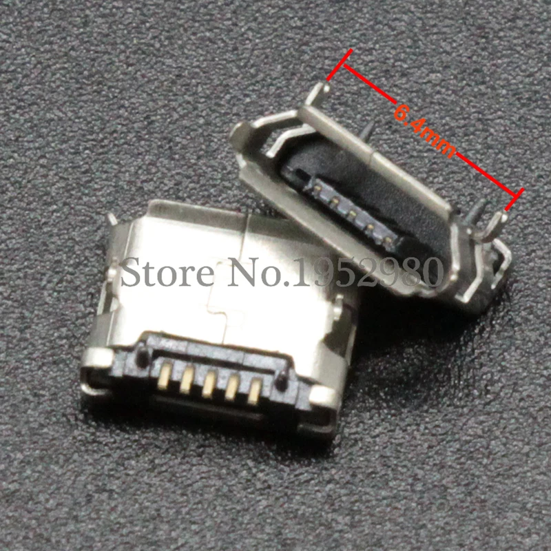 10 шт. 5-контактный разъем микро-USB типа B гнездовой передний штырь 6 4 мм DIP с полями