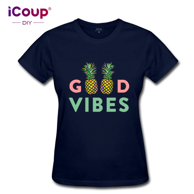 ICoup Женские Хорошие VIBES ананасы 100% хлопок короткий рукав | Женская одежда