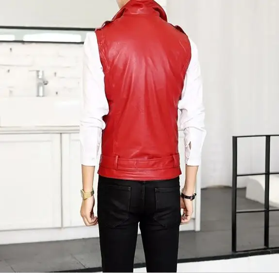 

2017 The man personalized costume leather rivet vest PU clothing male motorcycle clothing trend The singer's performance M-XXL