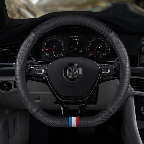 G Углеродное волокно кожаный черный чехол рулевого колеса автомобиля для Volkswagen Golf 7 Golf R MK7 Polo Scirocco - Название цвета: G