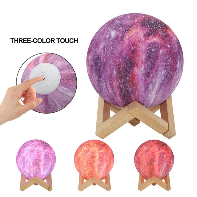 3 Colors Touch 15cm Прямая поставка; 15 см 3D печать задний фон луна ночь лампа звезды галактики красочный изменить сенсорный USB Перезаряжаемые светодиодный детский ночной Светильник для малышей и детей постарше - Испускаемый цвет: 3 Colors Touch 15cm