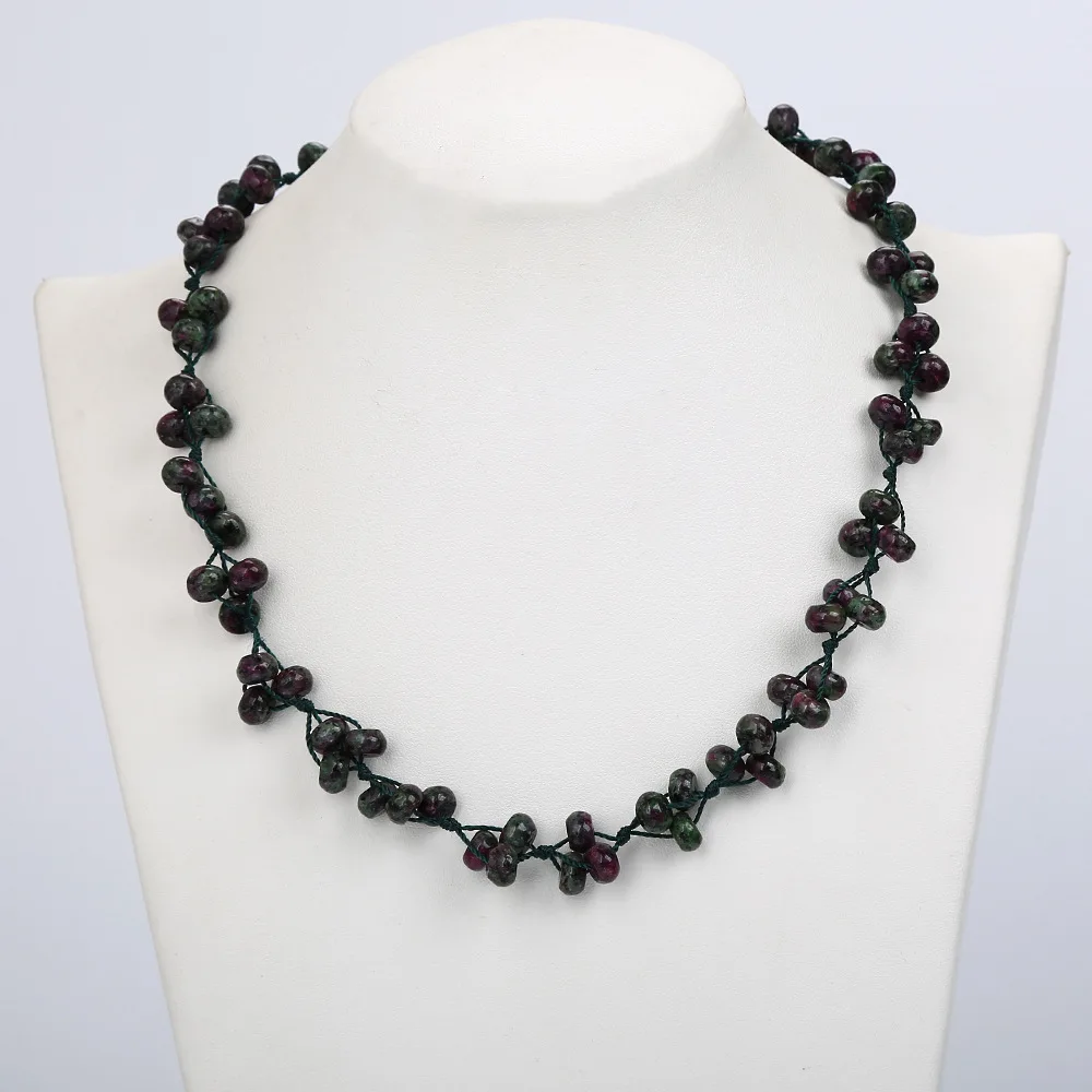 Yumten Epidote Тканое ожерелье из натурального камня Хрустальные Бусы модный бутик