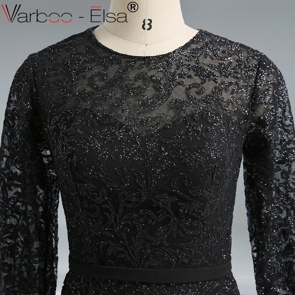 VARBOO_ELSA/2018 блестящее вечернее платье черное с блестками в пол для выпускного