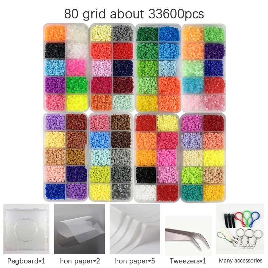 

2.6mm Mini Hama Beads 80Colors kits perler PUPUKOU Beads Tool and template Education Toy Fuse Bead Jigsaw Puzzle 3D For Children