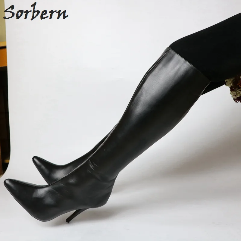 Женские сапоги до колена на высоком каблуке 12 см | Обувь