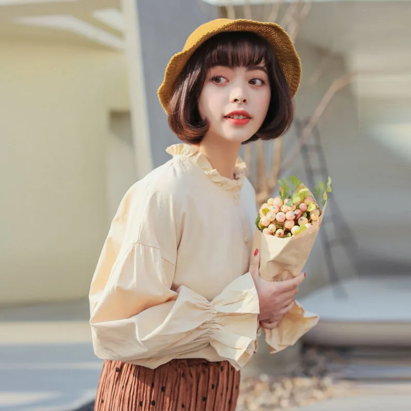 Блузки леди Kawaii Винтаж Chic Кружева хлопковая блуза Женские Панк Harajuku туника для