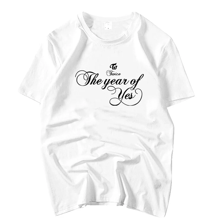 

Summer style kpop twice album the year of yes same printing o neck short sleeve t shirt unisex fashion 5 colors loose t-shirt