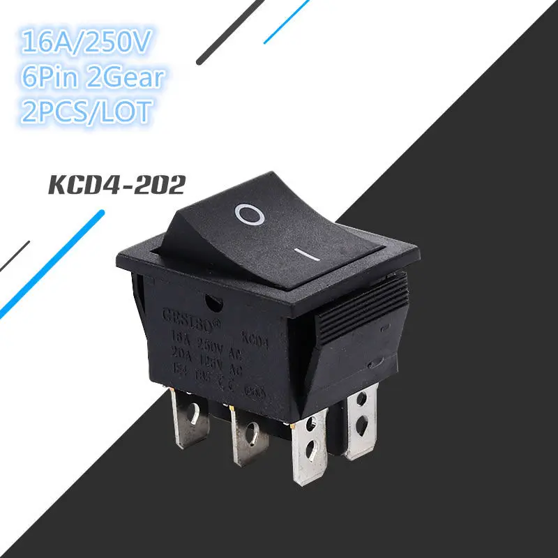2 шт. SC061 черный кнопочный переключатель KCD4 202 6 штифтов передач вкл/выкл кулисный