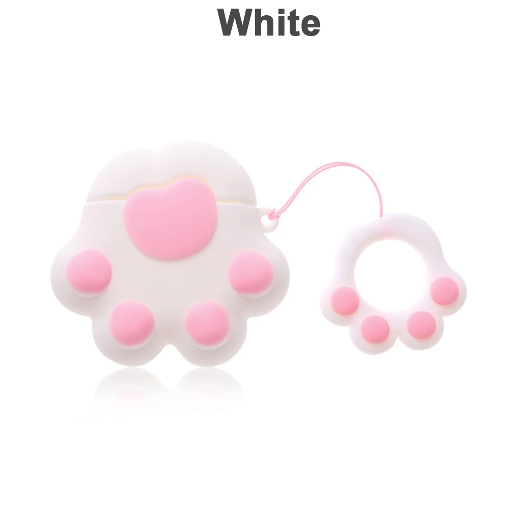 white 1 шт. милый розовый мультфильм Защитная кошачья лапа с ремешком кольцо силиконовый чехол для Apple AirPods 1/2 Apple аксессуары для наушников - Цвет: white