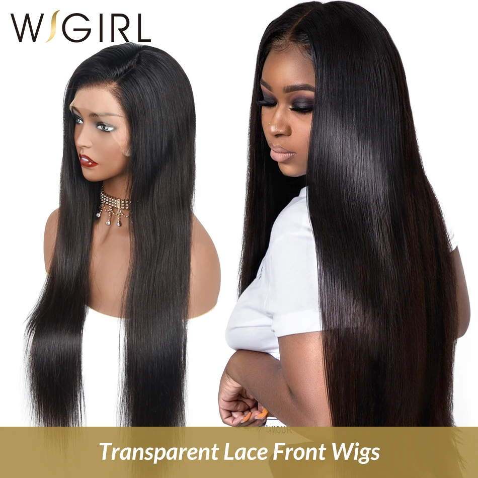 Wigirl 10-24 дюймов 13x4 Прозрачный Синтетические волосы на кружеве Парики Бразильский Реми человеческие волосы прямые бесклеевой парик предварительно вырезанные с волосами младенца