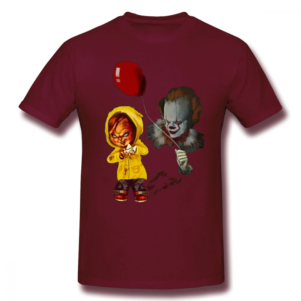 Alloween лучший подарок Чаки клоун Мужская футболка хип хоп случайный 4XL 5XL 6XL хлопок короткий рукав мужская одежда - Цвет: Коричневый