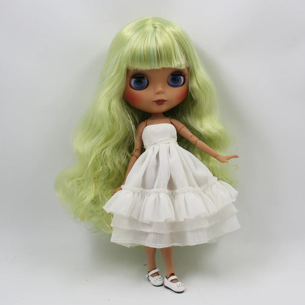 Ледяная фабрика blyth кукла Темный кожный шарнир тело Новый матовый лицо золотой