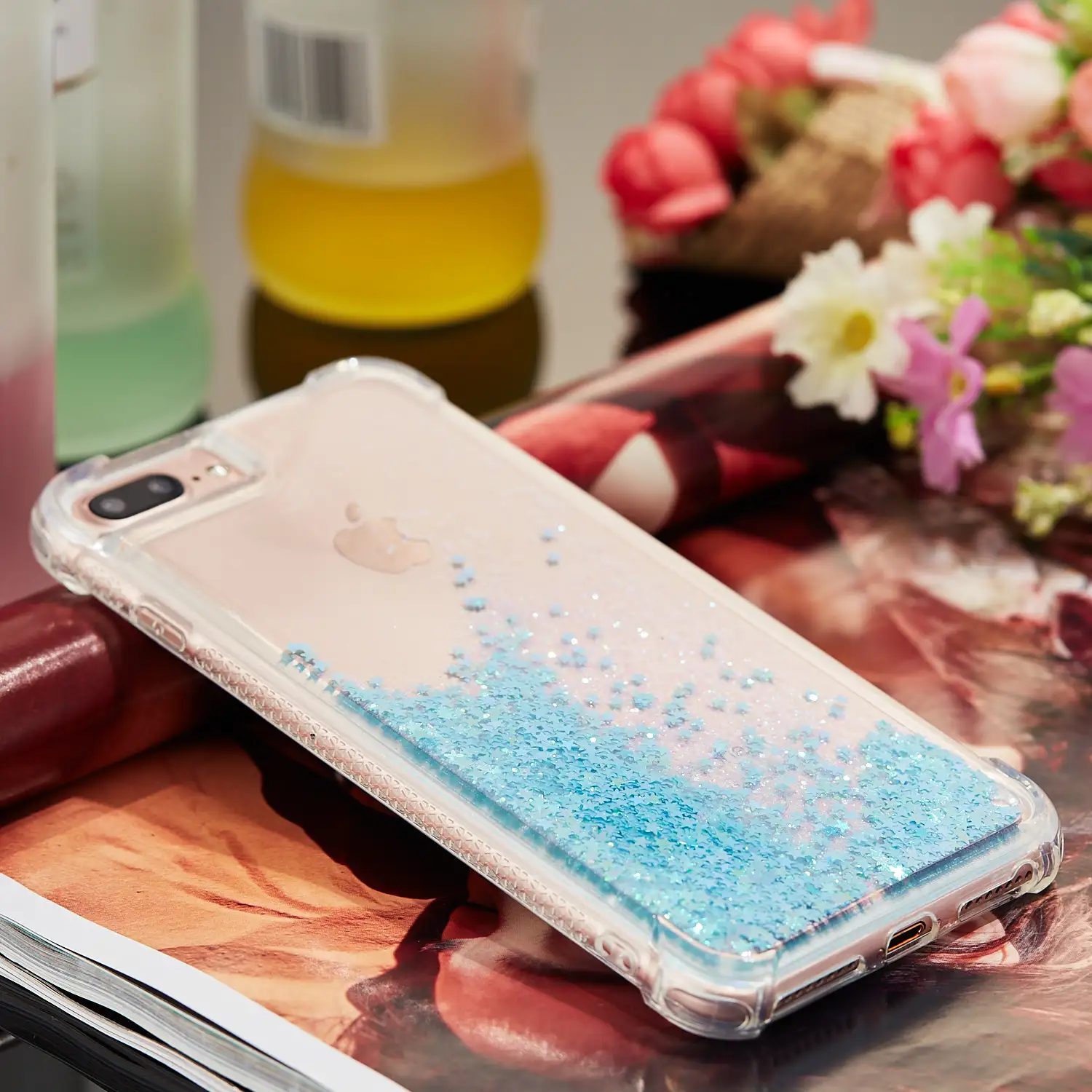 Роскошный блестящий чехол для iPhone 5 5S SE 6 6S 7 8 Plus X динамическая Жидкая силиконовая