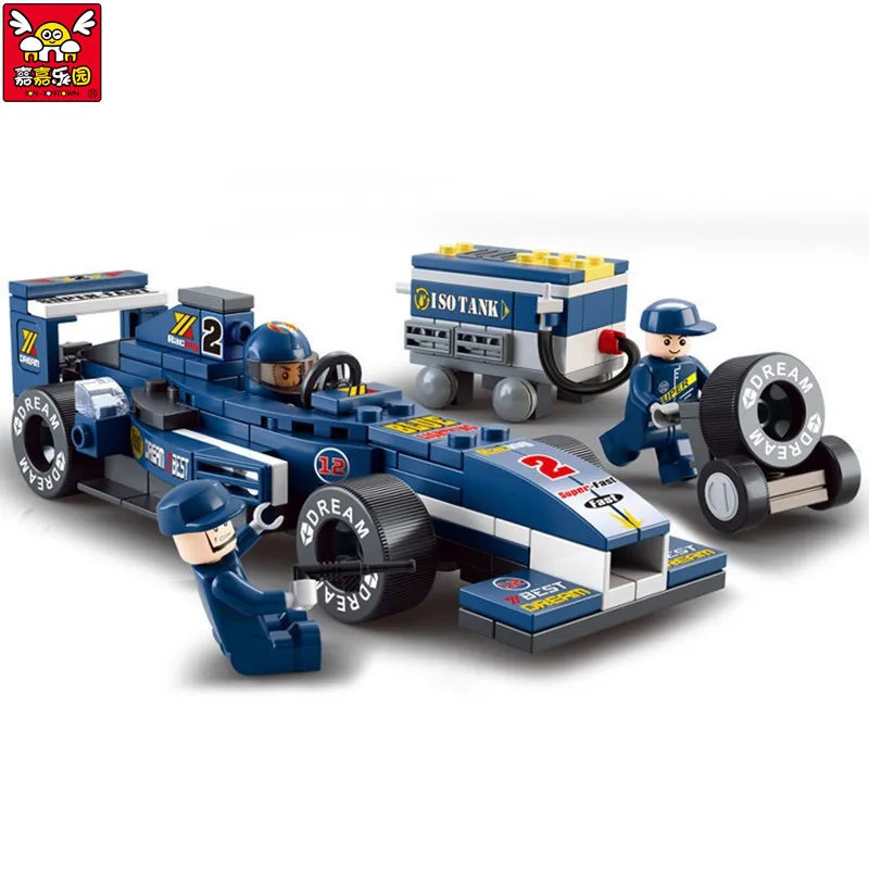 Детская развивающая игрушка! 196 шт./компл. F1 гоночный автомобиль строительные