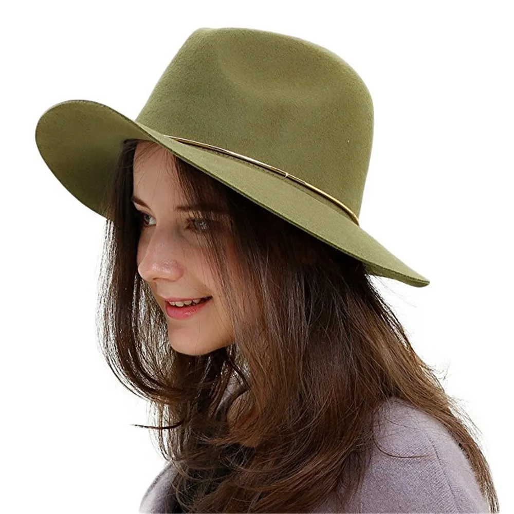 Женская фетровая шляпа 100% шерсть для элегантных девушек зимне-осенняя с широкими