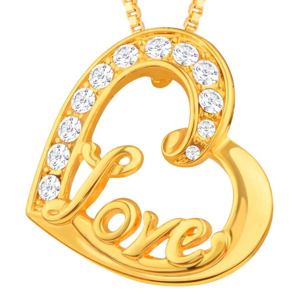 Новый Кристалл Rhinestone сердца Цепочки и ожерелья S Подвески Талисманы золото Цвет