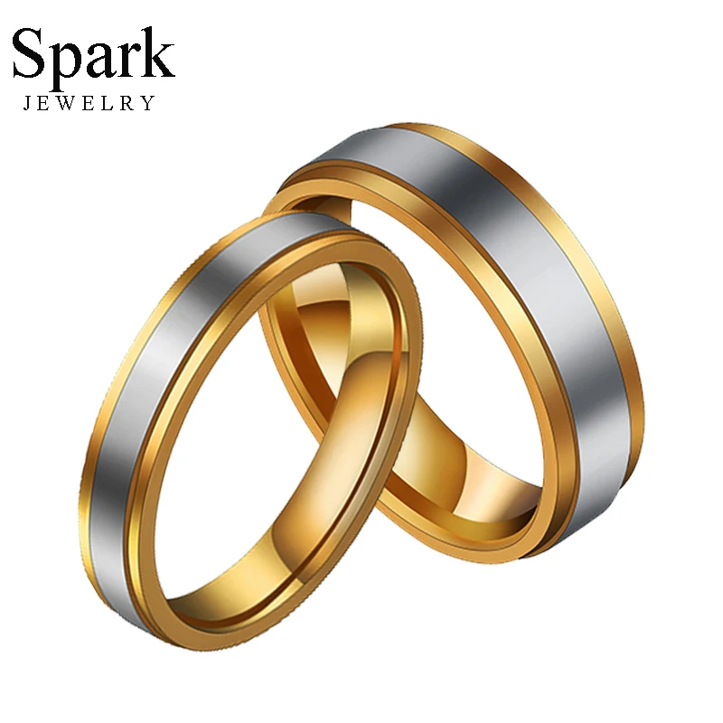 Минималистичные свадебные кольца Spark обручальные из нержавеющей стали для