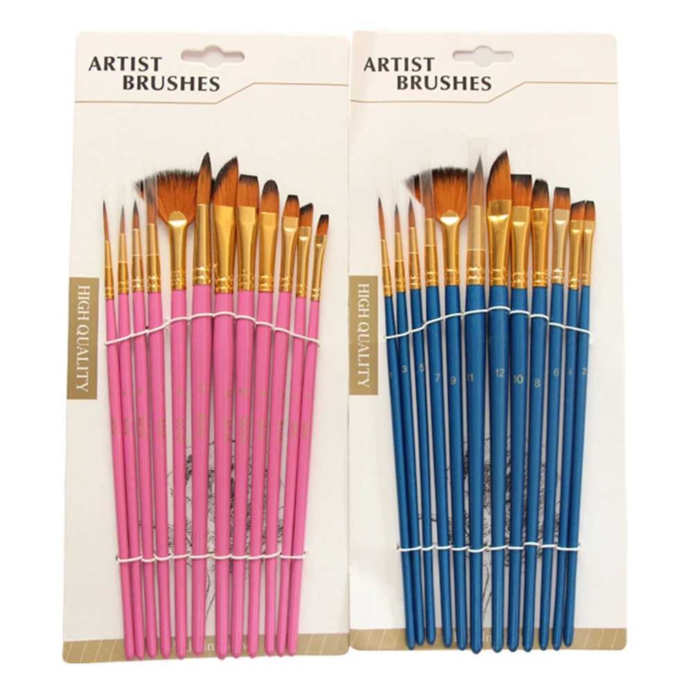 

12 pcs Artist Paint Brush Set Nylon Hair Painting Brush Painting Brushes Drawing Art Supplie
