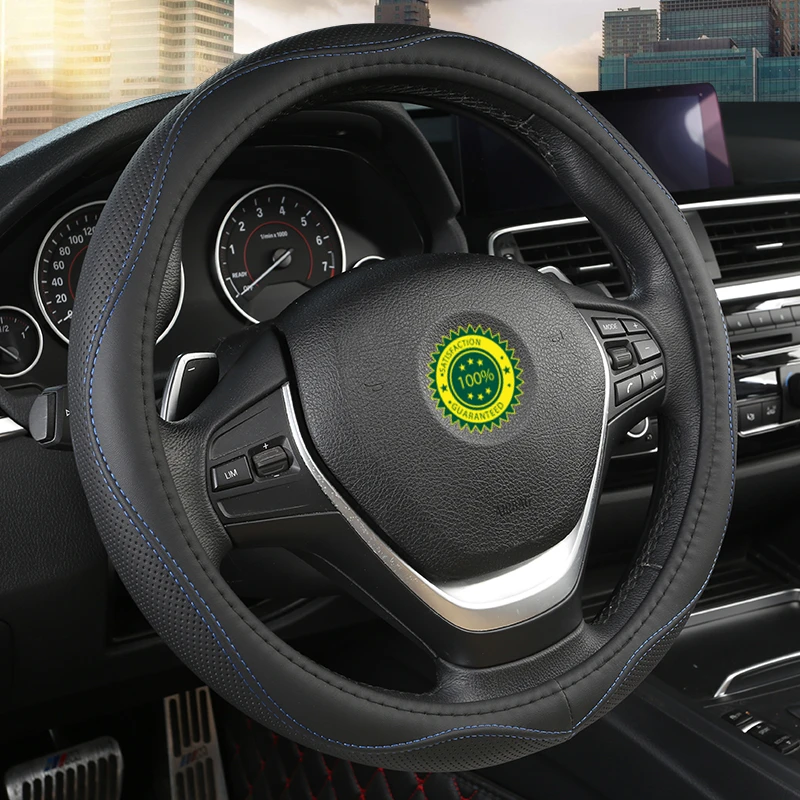Новинка 2019 кожаные черные универсальные Нескользящие чехлы на руль 38 см для