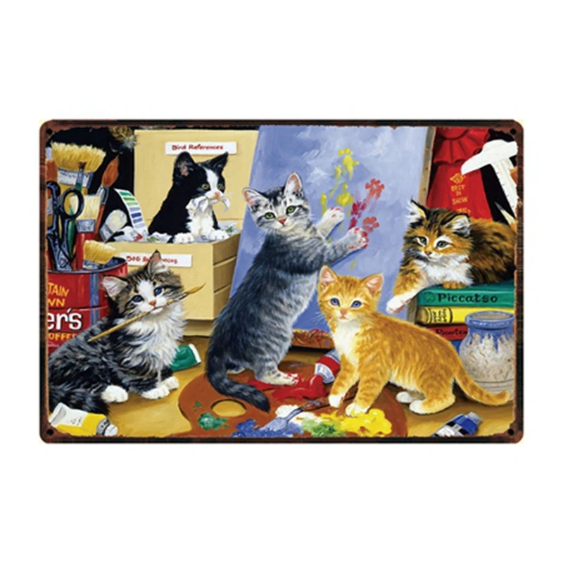 [Kelly66] кошки металлический знак олова плакат домашний Декор Бар настенная