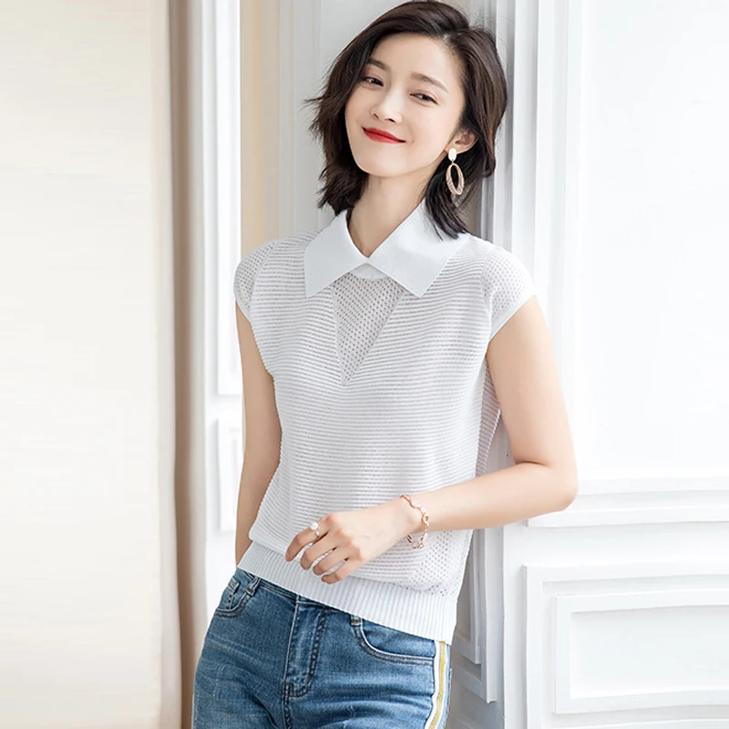 Женская трикотажная футболка элегантная облегающая Однотонная в рубчик с