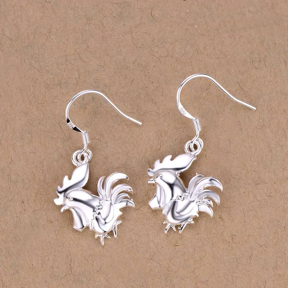 Fashion Jewelry Sets Silver color rooster pendant necklace &amp earrings Cute party style for woman good quality | Украшения и