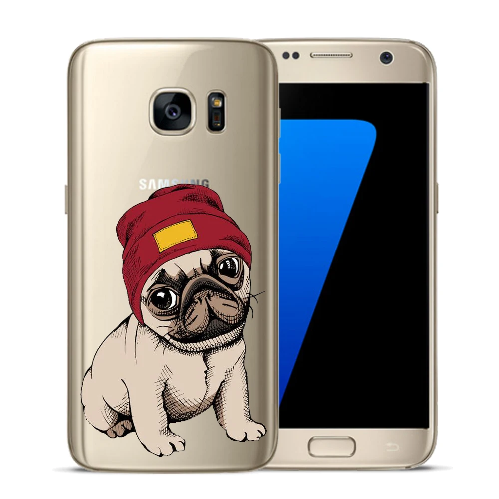 Крутой Мягкий ТПУ чехол Corgi с рисунком мопса для Samsung Galaxy S5 Mini S6 S7 Edge S8 S9 S10 Plus E S10E Note