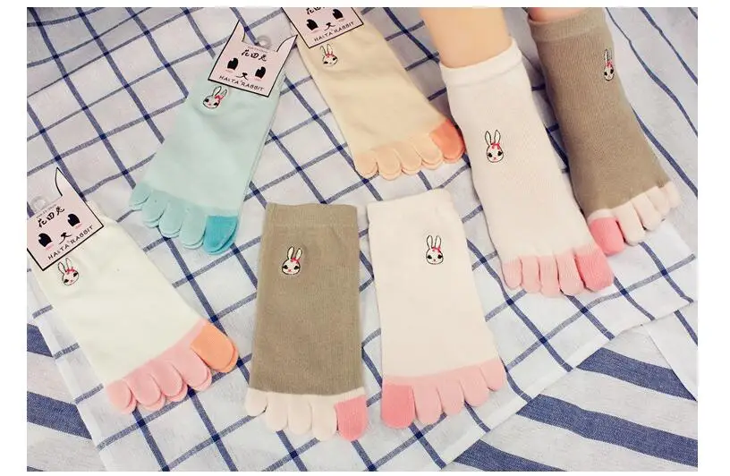10 pairs/lot! Fashion Women Socks Candy Color Patchwork Harajuku High Street Style Cotton Five Fingers Five-toes Socks