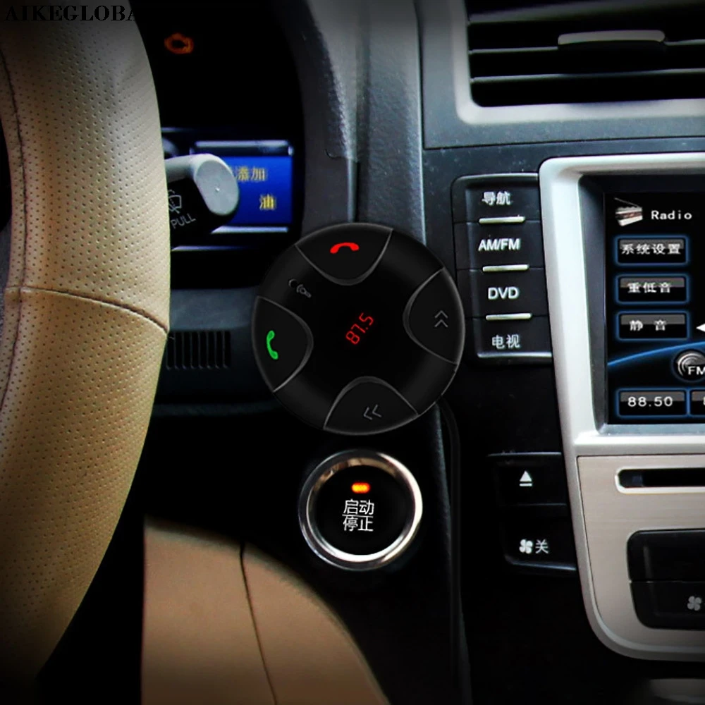 AIKEGLOBAL Handsfree беспроводной Bluetooth 4 0 FM приемник 3 5 мм TF автомобильный комплект Mp3
