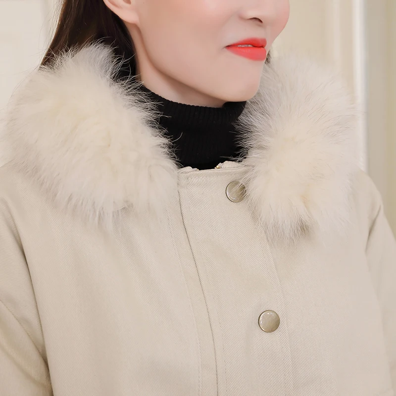 Winter Coat Women Parkas 2020 New Style Loose Fur collar Tooling Cotton Jacket Plus velvet Warm Hooded Female HP267 | Женская одежда