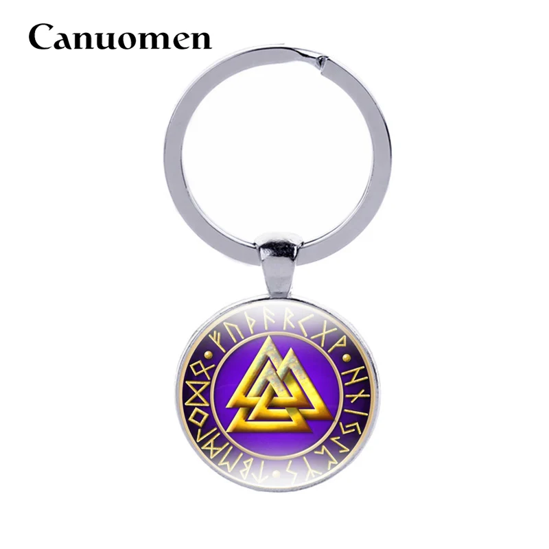 Canuomen Valknut брелок Викинг серебро стекло кабошон продукт талисман подарок на день