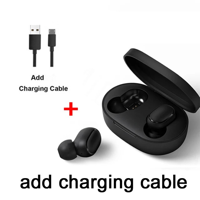 add charging cable Xiaomi Redmi Airdots TWS Bluetooth наушники стерео бас BT 5,0 Eeadphones с микрофоном Handsfree Наушники управление AI - Цвет: add charging cable