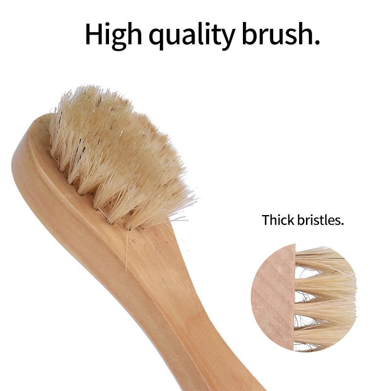 YOULU wooden short handle cleaning brush natural bristle pedicure soft for massage oil hand wash foot Дом и сад